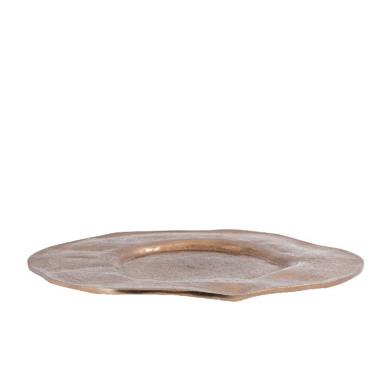 Teller – Wellen Design, Organische Form, Aluminium Material, Braun, L – Linke | PTMD