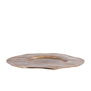 Teller – Wellen Design, Organische Form, Aluminium Material, Braun, L – Linke | PTMD