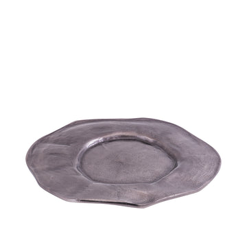 Plate - aluminum, gunmetal finish, wavy, organic contour, handmade, L – Linke | PTMD