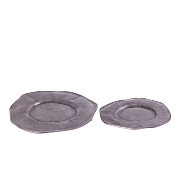 Plate - aluminum, gunmetal finish, wavy, organic contour, handmade, L – Linke | PTMD