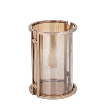 Hurricane Lamp – Stainless Steel Frame, Glass Cylinder, Brown Color, L – Jarie | PTMD