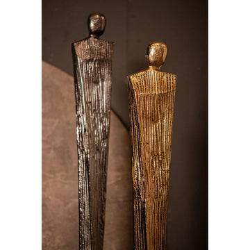 Statue - Aluminum, handmade, gunmetal finish, male form, sculptural, L – Symon | PTMD