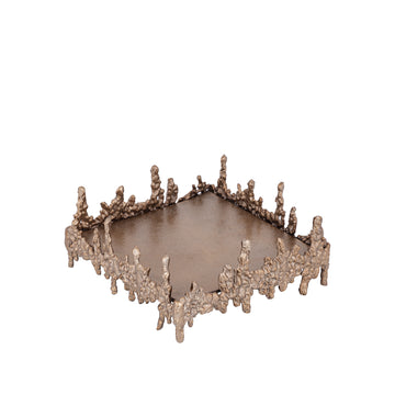Plate - Aluminium, square shape, rough surface, brown-gold finish, handmade – Barrie | PTMD