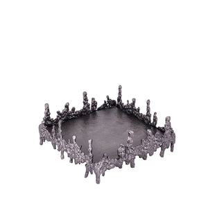 Plate - Aluminium, square shape, rough surface, gunmetal finish, handmade - Barrie | PTMD