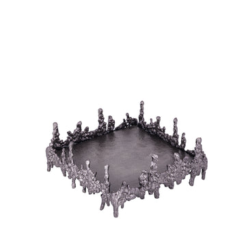 Plate - Aluminium, square shape, rough surface, gunmetal finish, handmade - Barrie | PTMD