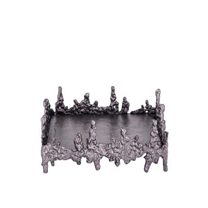 Plate - Aluminium, square shape, rough surface, gunmetal finish, handmade - Barrie | PTMD