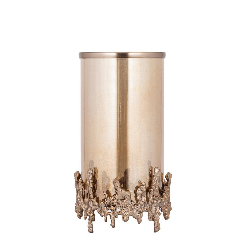 Windlicht – Quadratisches Design, Raues Finish, Aluminium Material, Braun – Barrie | PTMD
