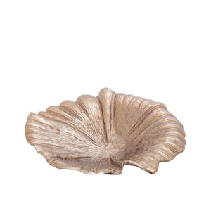 Bowl - aluminum, leaf design, wave structure, oval, brown-gold finish, handmade – Losh | PTMD