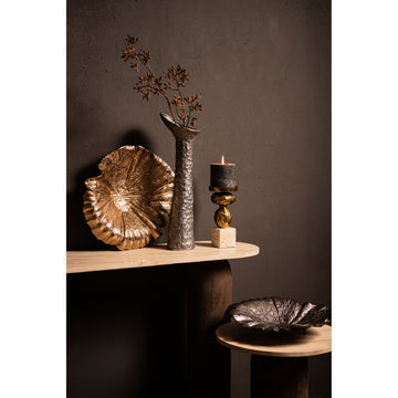 Vase - Ceramic Stoneware, Leaf-shaped Design, Anthracite, L - Shennen | PTMD