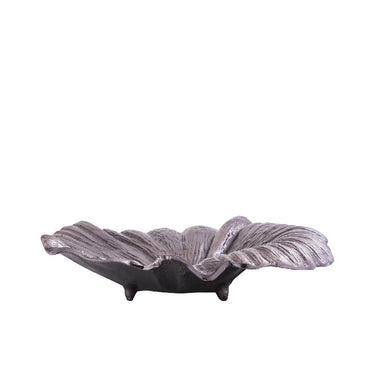 Schale - Aluminium, Blattdesign, Wellenstruktur, oval, Gunmetal-Finish – Losh | PTMD