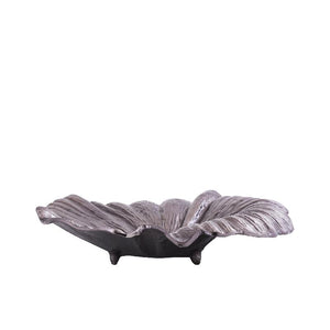 Schale - Aluminium, Blattdesign, Wellenstruktur, oval, Gunmetal-Finish – Losh | PTMD