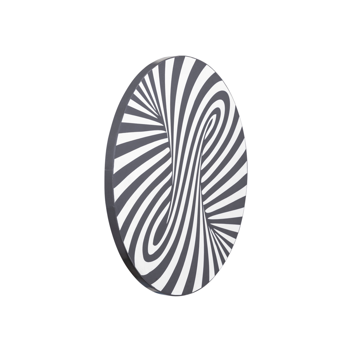 Wandpaneel – Rundes Design, Wirbel Muster, Schwarz Weißer Farbton, S – Hallie | PTMD