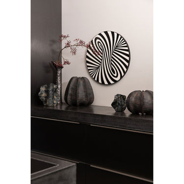 Wandpaneel – Rundes Design, Wirbel Muster, Schwarz Weißer Farbton, S – Hallie | PTMD