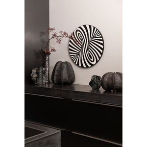Wandpaneel – Rundes Design, Wirbel Muster, Schwarz Weißer Farbton, S – Hallie | PTMD