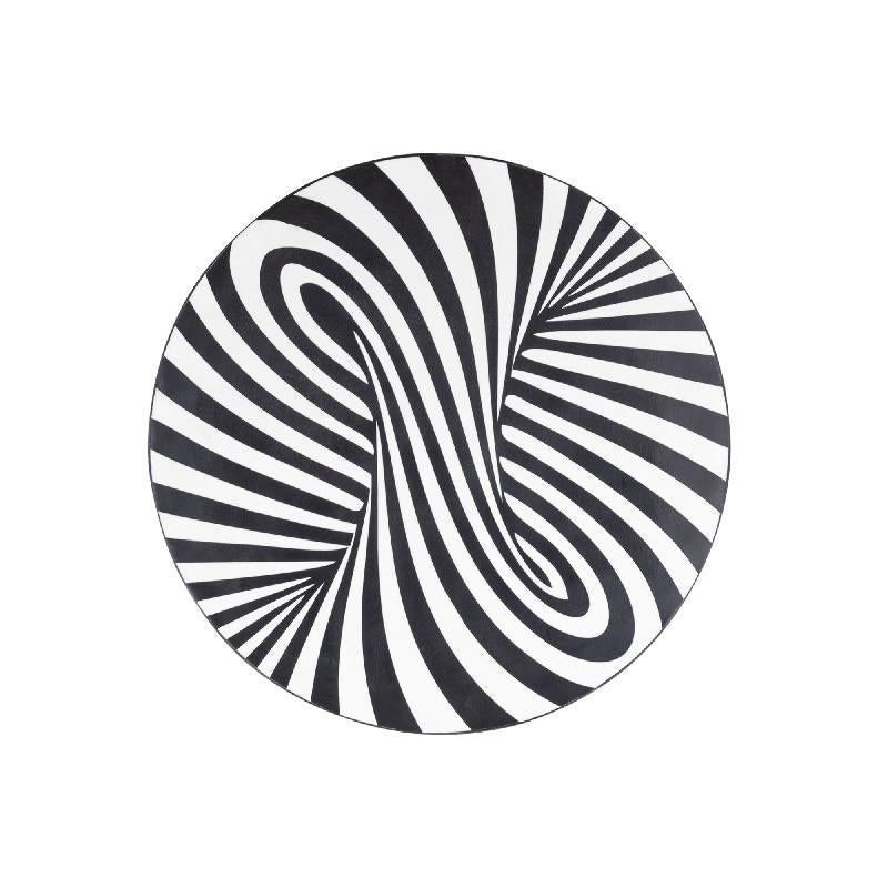 Wandpaneel – Rundes Design, Wirbel Muster, Schwarz Weißer Farbton, S – Hallie | PTMD