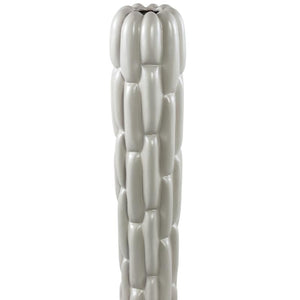 Vase - Stoneware Ceramic, Round Design, Grey Color, Block Pattern, L - Seanis | PTMD
