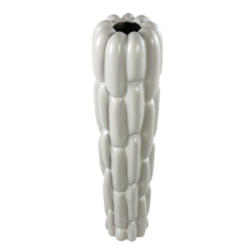 Vase – Stoneware Ceramic, Round Design, Gray Color, Block Pattern, M – Seanis | PTMD