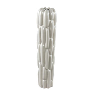 Vase – Stoneware Ceramic, Round Design, Gray Color, Block Pattern, M – Seanis | PTMD