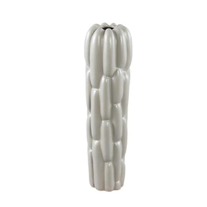 Vase – Stoneware Ceramic, Round Design, Grey Color, Block Pattern, S – Seanis | PTMD