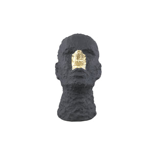 Statue – Kopf Design, Keramik Material, Schwarz, Goldene Nasen Details – Bertrand | PTMD