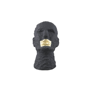 Statue - stoneware ceramic, hand-finished, black, head design, gold-colored mouth – Bertrand | PTMD
