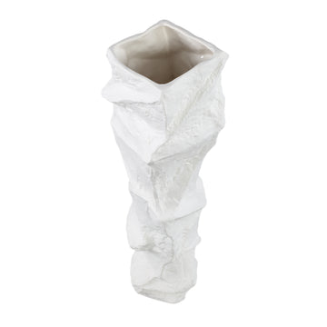 Vase – Stoneware Ceramic, Organic Design, White Color, Low Shape – Kellie | PTMD