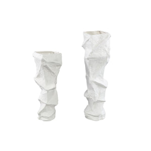 Vase – Stoneware Ceramic, Organic Design, White Color, Low Shape – Kellie | PTMD