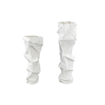 Vase – Stoneware Ceramic, Organic Design, White Color, Low Shape – Kellie | PTMD