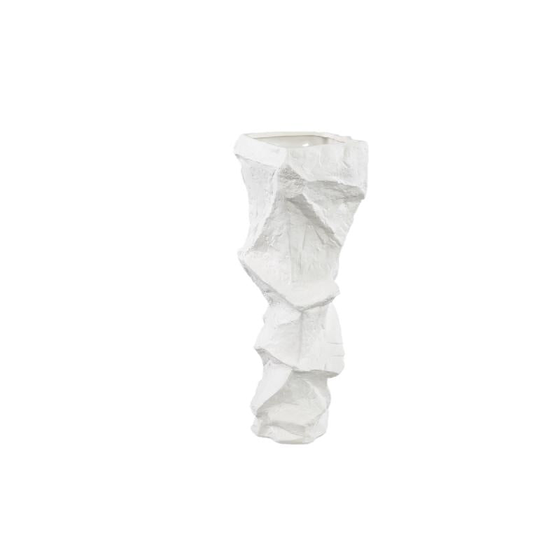 Vase – Stoneware Ceramic, Organic Design, White Color, Low Shape – Kellie | PTMD