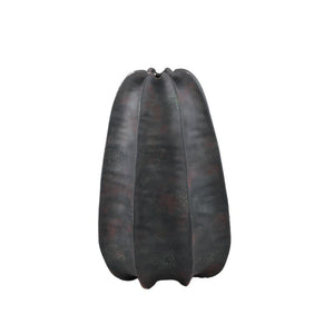 Vase - Stoneware Ceramic, Ribbed Design, Black Color, Tall Shape - Grayson | PTMD