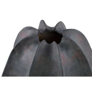 Vase – Steinzeug Keramik, Geripptes Design, Schwarze Farbe, Breite Form – Grayson | PTMD