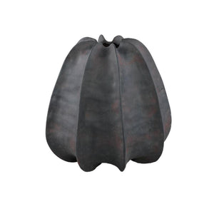 Vase – Steinzeug Keramik, Geripptes Design, Schwarze Farbe, Breite Form – Grayson | PTMD