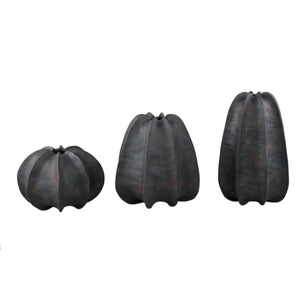 Vase – Steinzeug Keramik, Geripptes Design, Schwarze Farbe, Breite Form – Grayson | PTMD