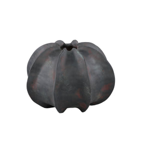 Vase - Black Surface, Round Shape, Ribbed Structure, Stoneware, M - Grayson | PTMD