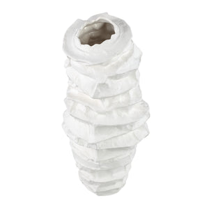 Vase – Stoneware Ceramic, Irregular Design, White Color, Slender Shape, L – Aharon | PTMD