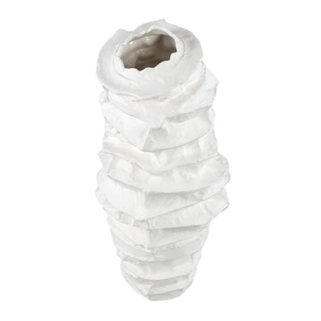 Vase – Stoneware Ceramic, Irregular Design, White Color, Slender Shape, L – Aharon | PTMD
