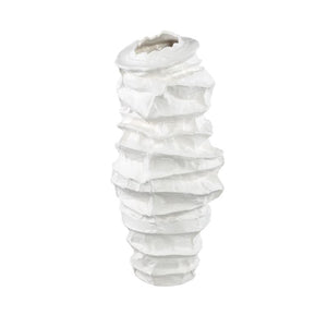 Vase – Stoneware Ceramic, Irregular Design, White Color, Slender Shape, L – Aharon | PTMD