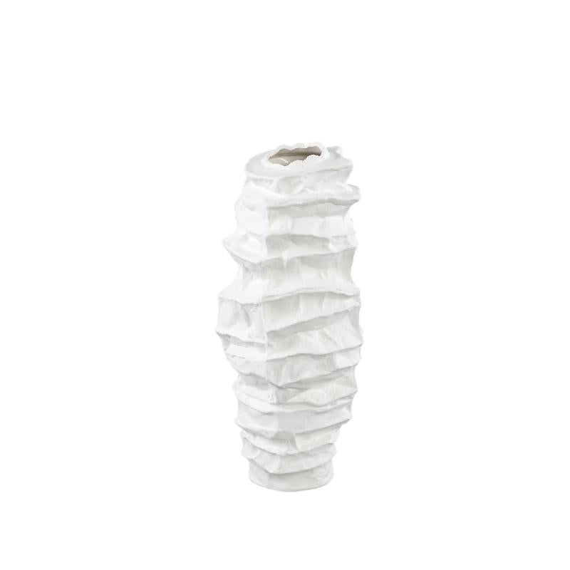 Vase – Stoneware Ceramic, Irregular Design, White Color, Slim Shape, S – Aharon | PTMD