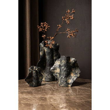 Vase – Steinzeug Keramik, Organisches Design, Schwarze Farbe, M – Aleigha | PTMD