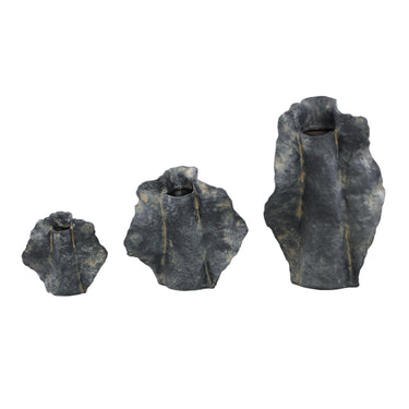 Vase – Steinzeug Keramik, Organisches Design, Schwarze Farbe, S – Aleigha | PTMD