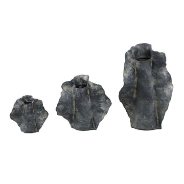 Vase - Stoneware Ceramic, Organic Design, Black, M - Aleigha | PTMD