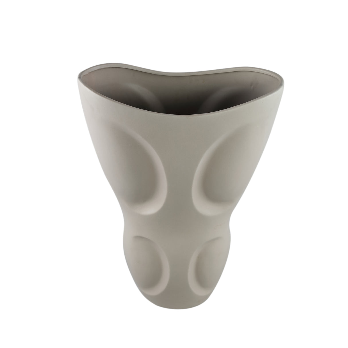 Vase – Stoneware Ceramic, Oval Design, Gray Color, Patterned Surface, M – Dayna | PTMD