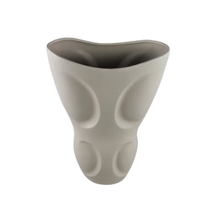 Vase – Stoneware Ceramic, Oval Design, Gray Color, Patterned Surface, M – Dayna | PTMD