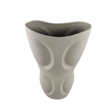 Vase – Stoneware Ceramic, Oval Design, Gray Color, Patterned Surface, M – Dayna | PTMD