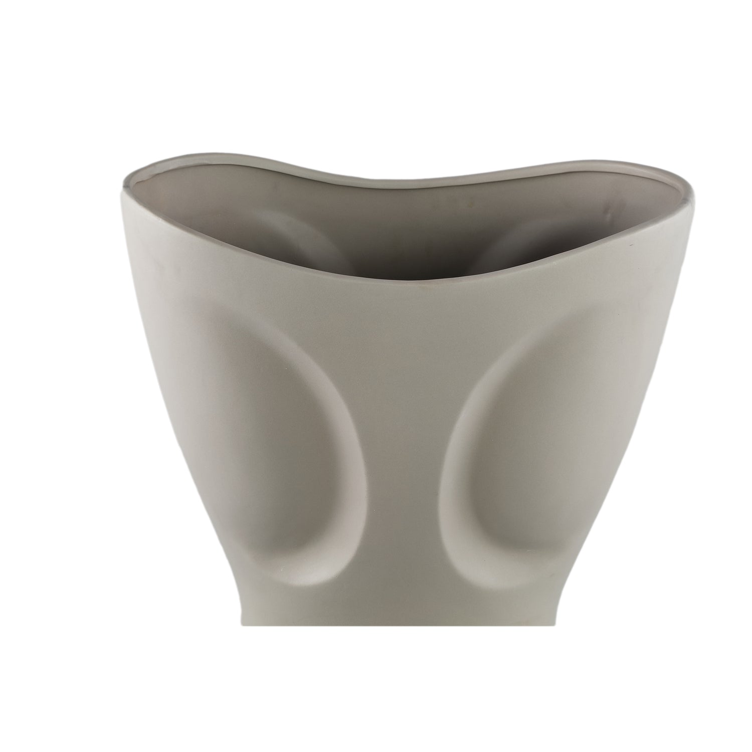 Vase – Stoneware Ceramic, Oval Design, Gray Color, Patterned Surface, M – Dayna | PTMD