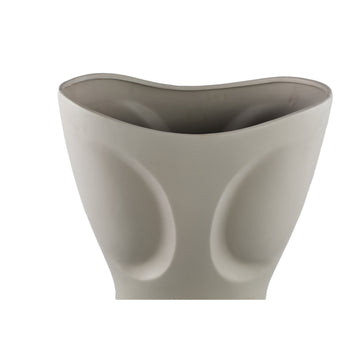 Vase – Stoneware Ceramic, Oval Design, Gray Color, Patterned Surface, M – Dayna | PTMD
