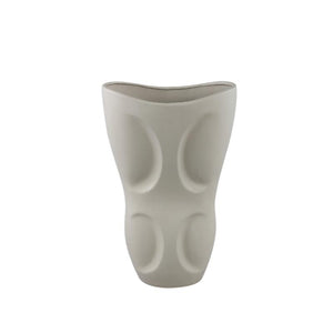 Vase – Stoneware Ceramic, Oval Design, Gray Color, Patterned Surface, M – Dayna | PTMD