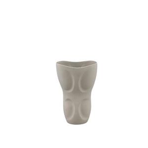 Vase - Stoneware Ceramic, Oval Design, Grey Color, Patterned Surface, S - Dayna | PTMD