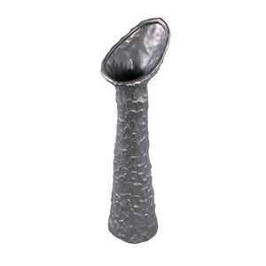 Vase - Ceramic Stoneware, Leaf-Shaped Design, Anthracite, S - Shennen | PTMD
