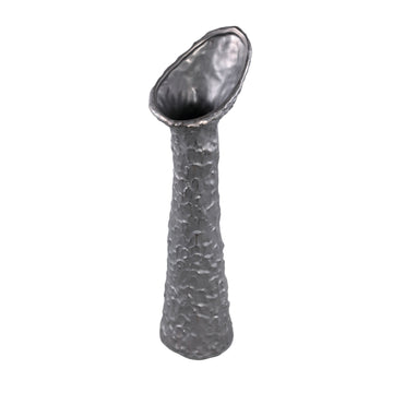 Vase - Ceramic Stoneware, Leaf-shaped Design, Anthracite, L - Shennen | PTMD